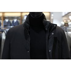 23FW 프리미엄 구스다운 에리 밍크FUR 심플 베이직 패딩코트 블랙