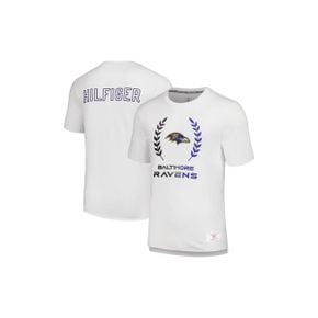 4277199 Tommy Hilfiger Mens White Baltimore Ravens Miles T-Shirt