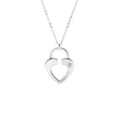 Heart lock necklace (WG)(200048)