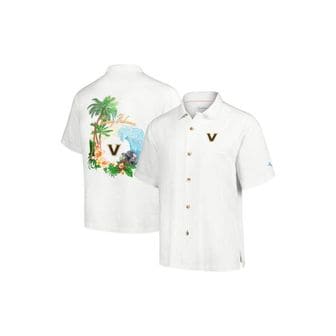 이스퀘어 4534445 Tommy Bahama Mens Cream Vanderbilt Commodores Castaway Game Camp Button-Up Shirt