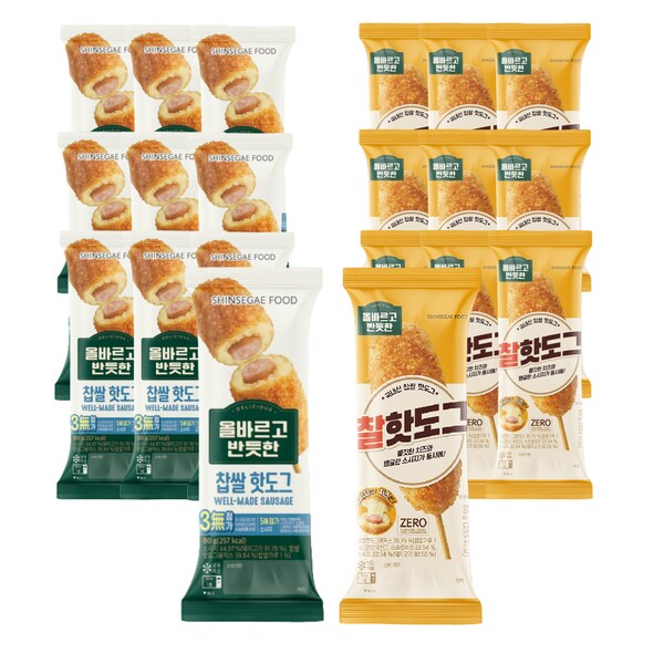 올바르고 반듯한 찹쌀 핫도그(80g*5개 번들) X 2팩 +  찰핫도그(80g*10개)