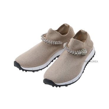 지미추 FW24 여성 크리스탈 니트 스니커즈 VERONA AOZ BALLET PINK CRYSTAL