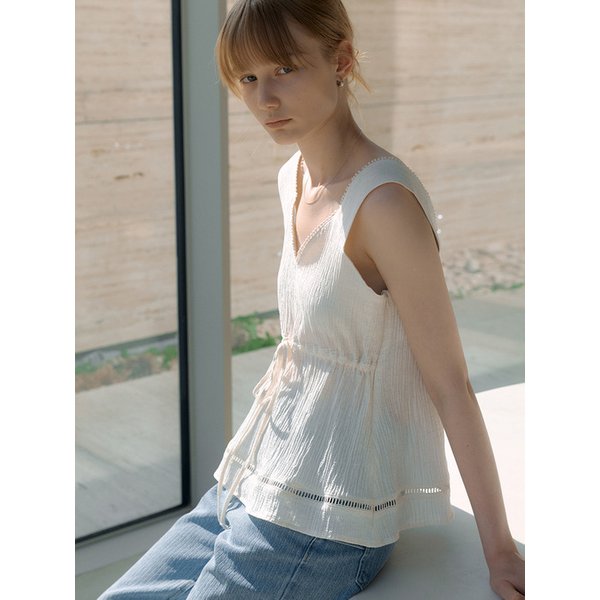 lace combi sleeveless blouse (oatmeal) orc 6024