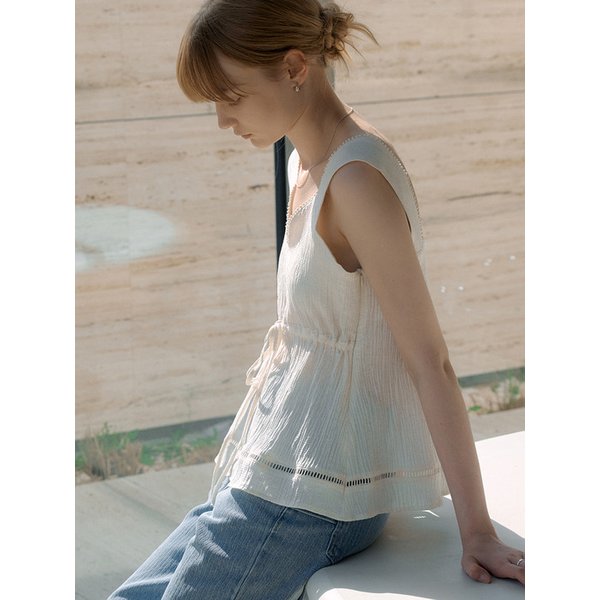 lace combi sleeveless blouse (oatmeal) orc 6024