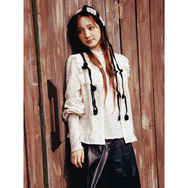 [KiiiKiii][온라인단독] 레이스 프릴 믹스 블라우스_T256MBL903W