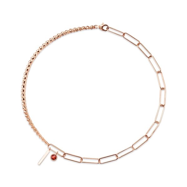 [비앤비골드] 14K 두줄 가넷 언발 체인 발찌 NPA27580