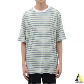 오라리 24 HARD TWIST COTTON BORDER TEE LIGHT GREEN (A24ST02BR) (하드 트위스트 코튼