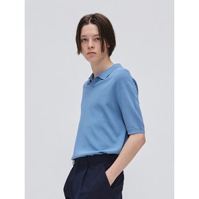Open Collar Half Knit_Sky Blue