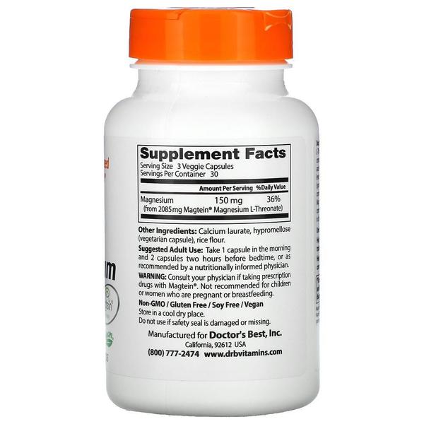 Doctor`s Best 닥터스베스트 브레인 마그네슘 마그데인 50mg 90캡슐 2팩