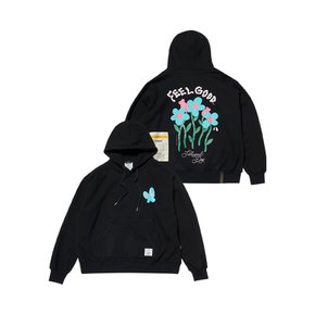 FLOWER OVERSIZED HOODIE BLACK