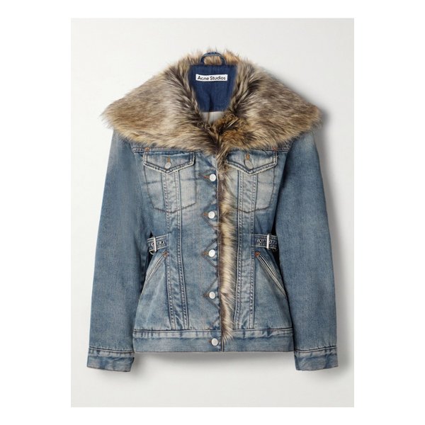 인조 퍼 트리밍 데님 재킷 블루 1647597326701941