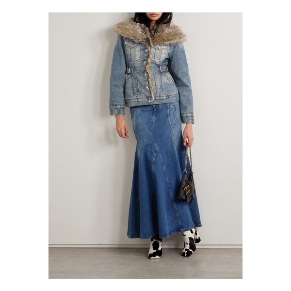 인조 퍼 트리밍 데님 재킷 블루 1647597326701941