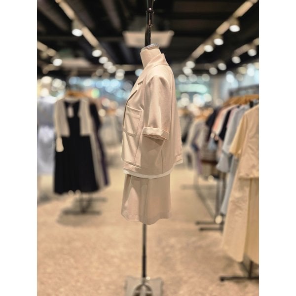 [파주점] 랩 밑단 배색 크랍 반팔 자켓 AQ2WJ560