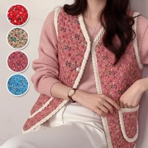 NEW 플라워 양털 로프조끼 4color