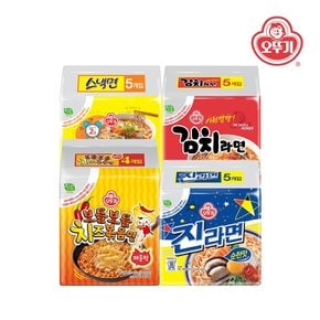 보들보들 치즈볶음면 매운맛 4봉+진라면 순한맛 5봉+스낵면 5봉+김치라면 5봉