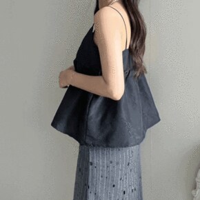 브리즈 자가드 레이어드 뷔스티에 벌룬 민소매 탑  2olor _P369817458