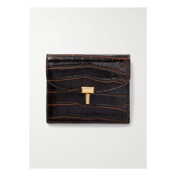 티락 크로커다일 이펙트 가죽 카드홀더 다크 브라운 46376663162874046