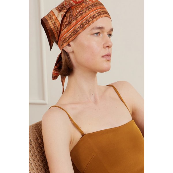 프린트 실크 헤드스카프 브라스 46376663163071134