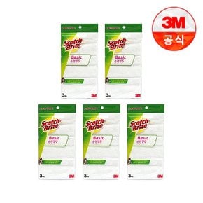 [3M]베이직 순면행주(3매입)5개세트