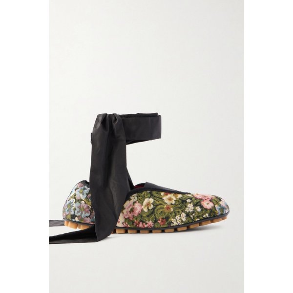 리드믹카 레이스업 플로럴 자카드 캔버스 발레리나 플랫 46376663162985346