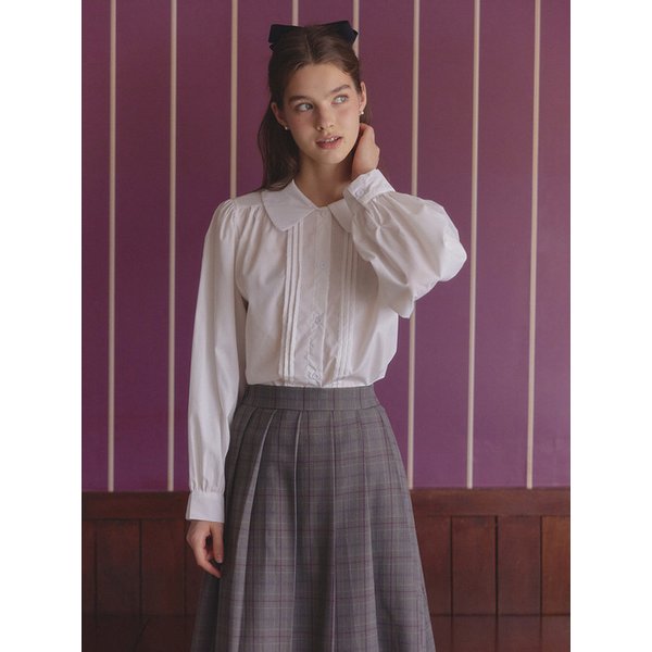 앞핀턱 퍼프 소매 블라우스 (TJBAH2407)