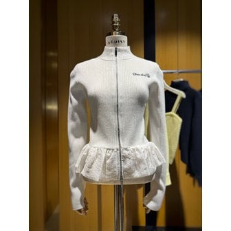 에고이스트 [시흥점] 여성 밑단 우븐 러플 집업 니트 (ES1JK200)