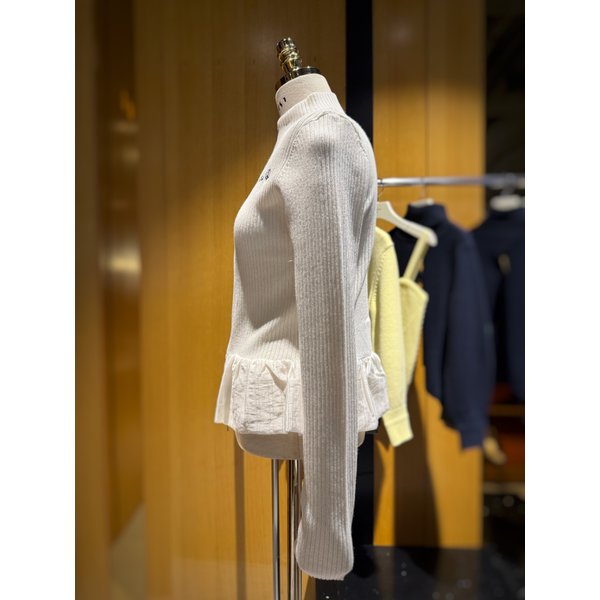 [시흥점] 여성 밑단 우븐 러플 집업 니트 (ES1JK200)