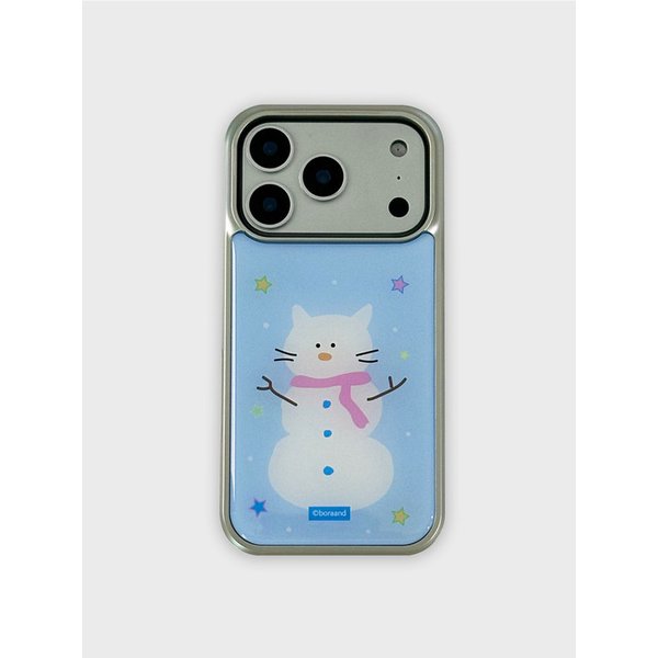 고양이 눈사람 실버 에폭시 범퍼 폰케이스 (에폭시/맥세이프글라스)