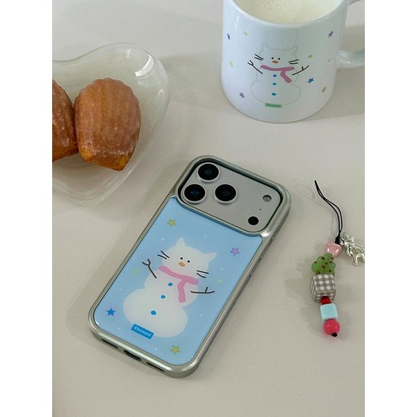 고양이 눈사람 실버 에폭시 범퍼 폰케이스 (에폭시/맥세이프글라스)