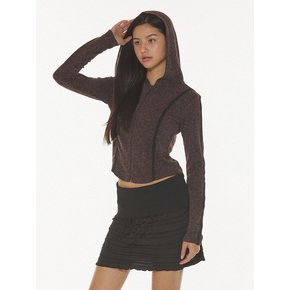 COCO KNIT HOODIE ZIP-UP - BROWN