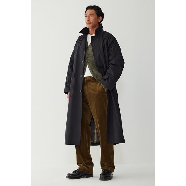 배색 코듀로이 카라 롱 반 자켓 4715309007099