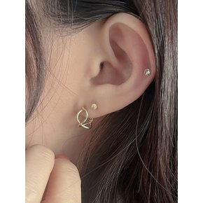 14k slim line wave one touch earrings (1 pair)