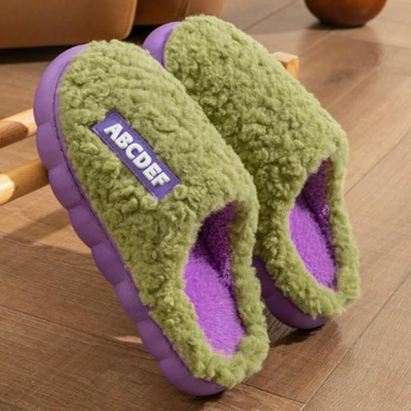 [옷자락] 여성 귀여운 뽀글이 논슬립 컬러 겨울 털 실내화