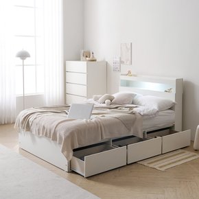 보루네오 마르체 리움 LED통서랍 더블 수납 침대+포켓매트리스 세트 BKC799C