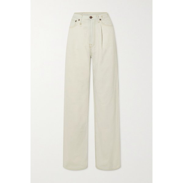 알써틴 Damon Pleated Distressed High-rise Wide-leg Jeans 라이트 데님 32027475399751192