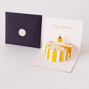 옐로우 생일 축하 팝업 카드 미니 생일 축하 3D 입체 메세지 엽서