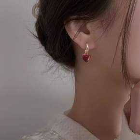 여자 빈티지 하트 원터치 링귀걸이 러블리 데일리룩