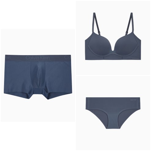 Calvin Klein Underwear (선물포장)CK 25SS CK 블랙 인비저블 마이크로파이버스트레치 커플SET(QF60218238FCG/NB3634C9T)