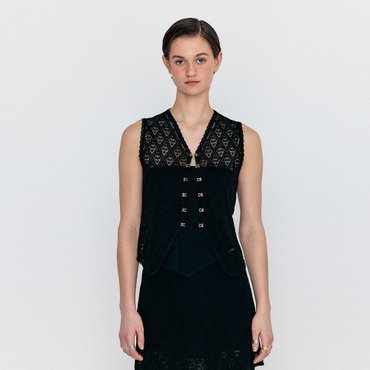 EENK WIOND Diamond Lace Knit Vest - Black