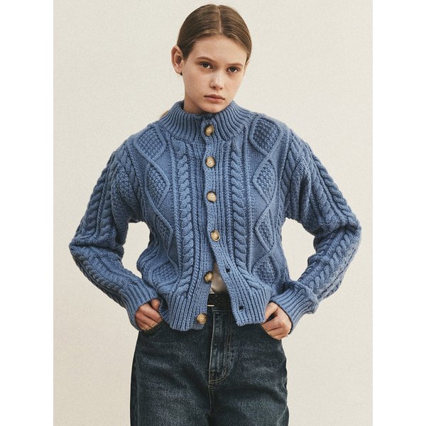 DUFFLE CABLE KNIT CARDIGAN_BLUE