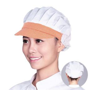 오렌지체크 전체천 주방 위생모자