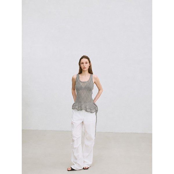 asymmetric frill knit top (grey)