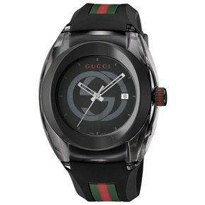 GUCCI YA137107 ASYNC WATCH 구찌 싱크 맨즈 손목시계 스위스제 쿼츠 러버 벨트 블랙※주문품