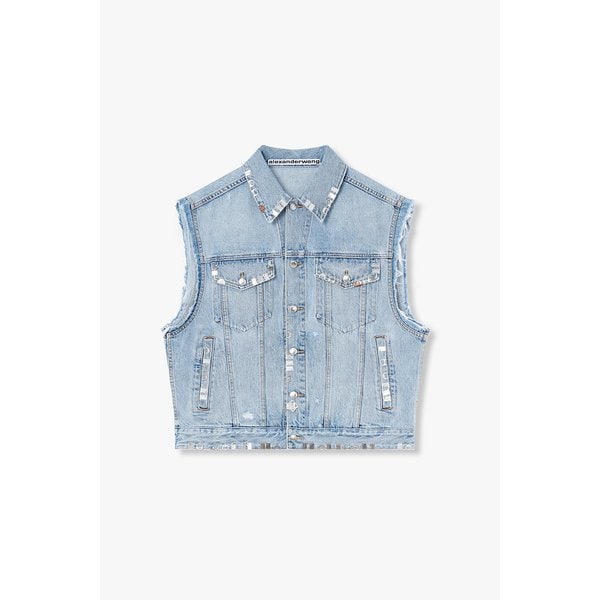 [UNISEX] 하드웨어 아플리케 데님 베스트 3625301008000