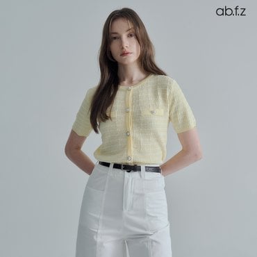 ab.f.z [ab.f.z/신상] 패턴 라운드넥 반팔 트위드 가디건 (AFZ2MY31A)
