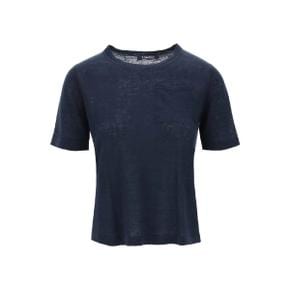 여성 novara linen knit t shirt Blue