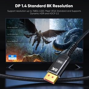 Capshi VESA 1.4 8K DP (8K60Hz 4K144Hz 2K240Hz) HBR3 32.4Gbps HDCP 2.2 HDR10 FreeSync 인증