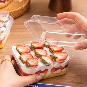 100개 투명 PET 하프 커팅 2칸 샌드위치 용기 케이스