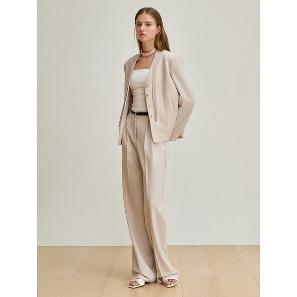 [세트] 프렌치 타이 자켓 + 프렌치 투턱 슬랙스 라이트베이지 J1955