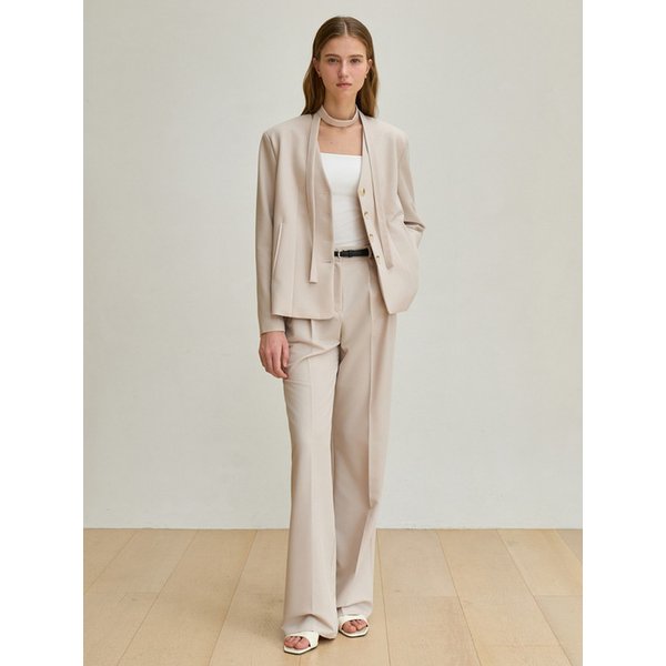 [세트] 프렌치 타이 자켓 + 프렌치 투턱 슬랙스 라이트베이지 J1955